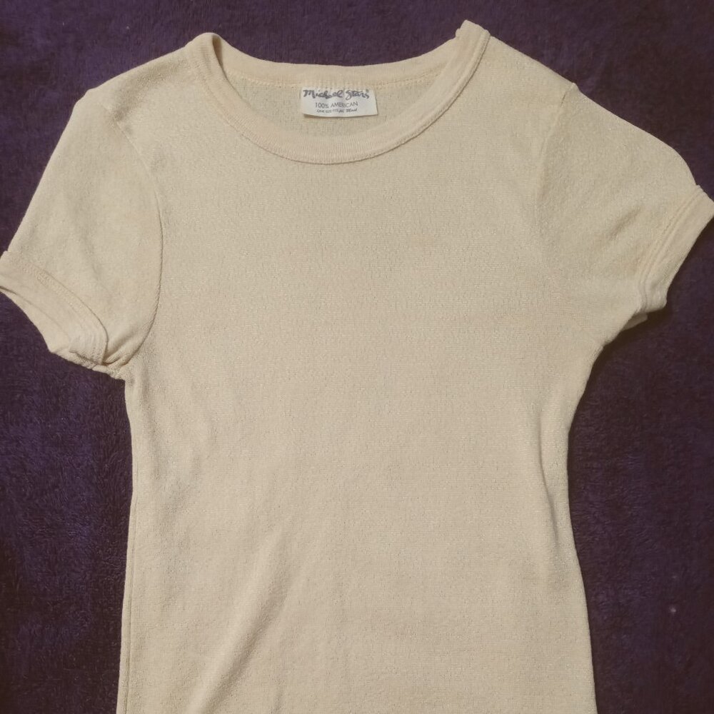 Michael Stars Vintage Cropped Shiny Tee in Mustard